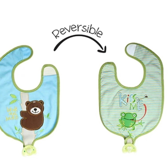 Flapjackkids Reversible Soother Bib – Frog | Bear NWT - Picture 1 of 4